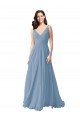 Cheap Long Chiffon V-Neck and Self Sash Bridesmaid Dress with Shirred Criss Cross Bodice Sydney
