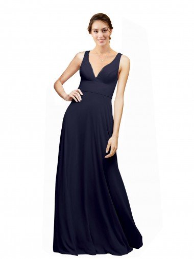 Cheap Open Back Long Chiffon Bridesmaid Dress with Plunging V-Neck Bodice Sydney