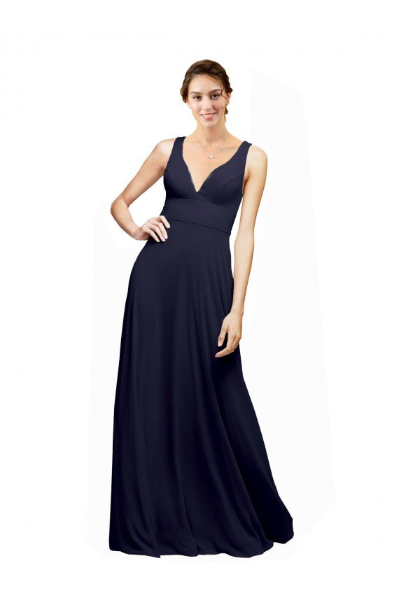 Cheap Open Back Long Chiffon Bridesmaid Dress with Plunging V-Neck Bodice Sydney