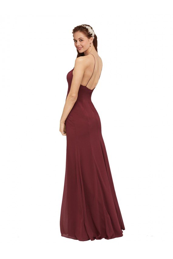 Cheap High Halter Neck Long Chiffon Bridesmaid Dress with Low Scoop Back Sydney