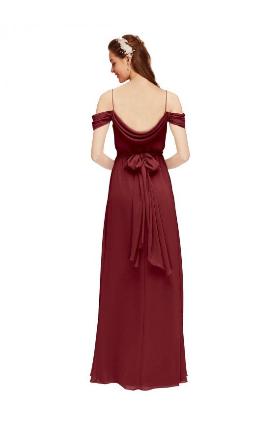 Cheap Grecian Inspired Draped Off the Shoulder Long Chiffon Bridesmaid Dress Sydney