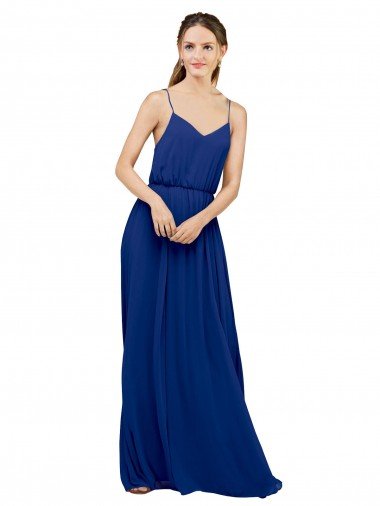 Cheap Long Chiffon Bridesmaid Dress with Spaghetti Strap Bodice Sydney