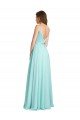 Cheap Long V-Neck Chiffon Bridesmaid Dress with Satin Bodice Sydney