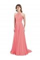Cheap Draped A-Line Chiffon Bridesmaid Dress with Halter Keyhole Neckline Sydney