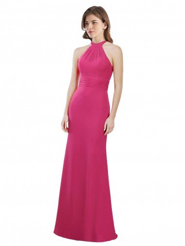 Cheap Slim A-Line Long Chiffon Bridesmaid Dress with Strappy Back Sydney