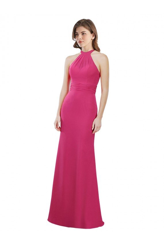 Cheap Slim A-Line Long Chiffon Bridesmaid Dress with Strappy Back Sydney