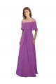 Cheap Draped Off The Shoulder Chiffon Bridesmaid Dress with Spaghetti Straps and Ruffled Neckline Sydney