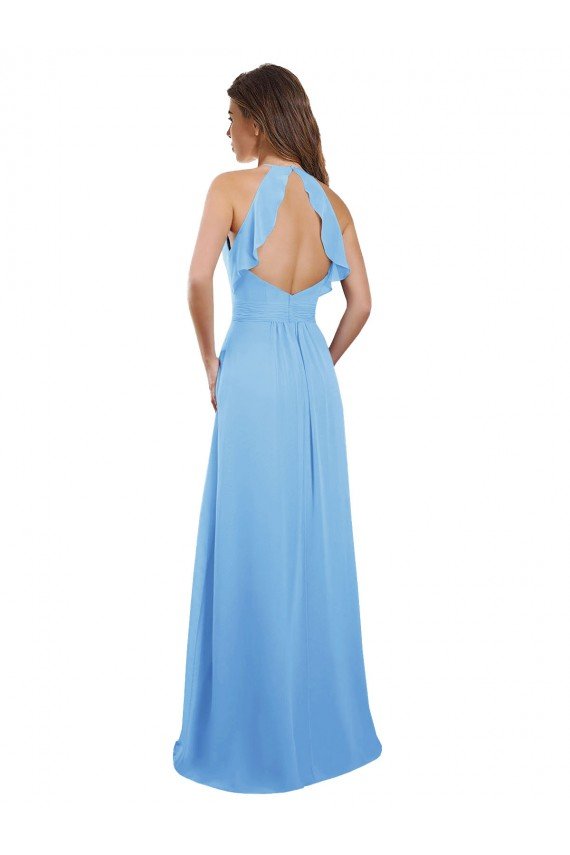 Cheap Chiffon A-Line Bridesmaid Dress with Halter Neck and Ruffled Back Straps Sydney