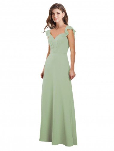 Cheap Draped Sweetheart Chiffon Bridesmaid Dress with Ruffled Cap Sleeves Sydney