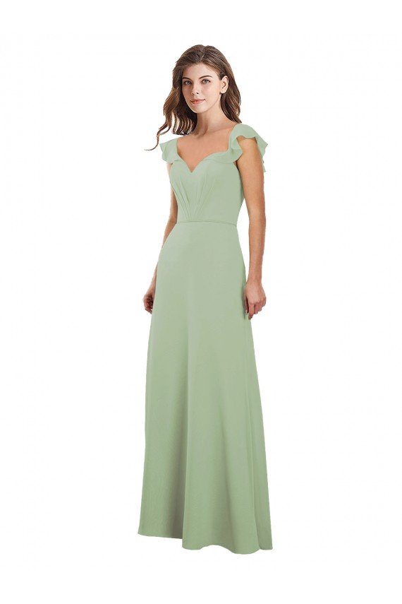 Cheap Draped Sweetheart Chiffon Bridesmaid Dress with Ruffled Cap Sleeves Sydney