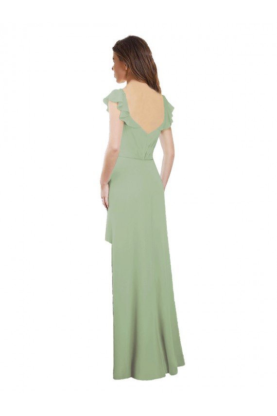 Cheap Draped Sweetheart Chiffon Bridesmaid Dress with Ruffled Cap Sleeves Sydney