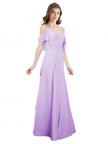 Cheap Chiffon Bridesmaid Dress with Draped Sweetheart Bodice and Off The Shoulder Flounces Sydney