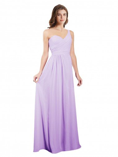 Cheap Draped One Shoulder A-Line Long Chiffon Bridesmaid Dress Sydney
