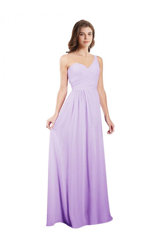 Cheap Draped One Shoulder A-Line Long Chiffon Bridesmaid Dress Sydney