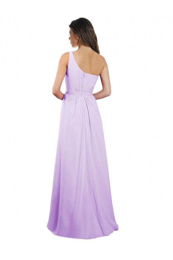 Cheap Draped One Shoulder A-Line Long Chiffon Bridesmaid Dress Sydney