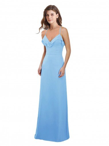 Cheap Slim Chiffon Bridesmaid Dress with Ruffled Sweetheart Neckline Sydney