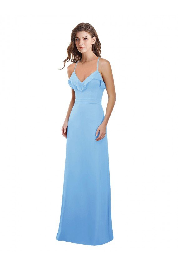 Cheap Slim Chiffon Bridesmaid Dress with Ruffled Sweetheart Neckline Sydney