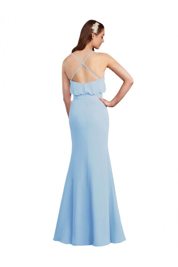 Cheap Fluted Long Chiffon Bridesmaid Dress with Cascading Ruffles Sydney