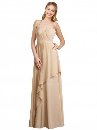 Cheap Draped Long Chiffon A-Line Dress with Cascading Ruffles Sydney