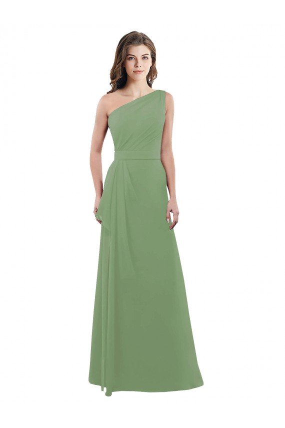 Cheap One Shoulder Chiffon Bridesmaid Dress with Pleats and Side Slit Sydney