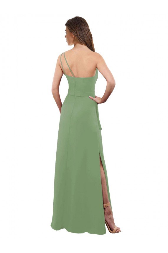 Cheap One Shoulder Chiffon Bridesmaid Dress with Pleats and Side Slit Sydney