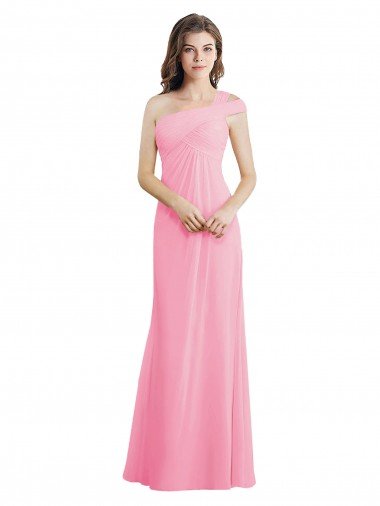 Cheap Single Shoulder Chiffon Bridesmaid Dress with Draped Bodice Sydney