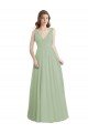 Cheap V-Neck A-Line Long Chiffon Bridesmaid Dress with Draped Bodice Sydney