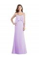 Cheap Scoop Neck Long Chiffon Bridesmaid Dress with Cross Over Neckline Flounce Sydney