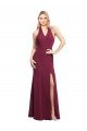 Cheap Chiffon Mermaid Bridesmaid Dress with Back Tie Halter Straps and Side Slit Sydney