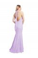 Cheap Chiffon Mermaid Bridesmaid Dress with Back Tie Halter Straps and Side Slit Sydney