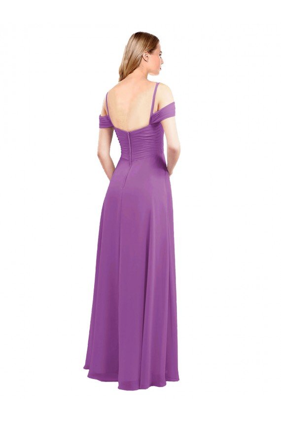 Cheap Cold Shoulder Long Chiffon Bridesmaid Dress with Ruching Details Sydney
