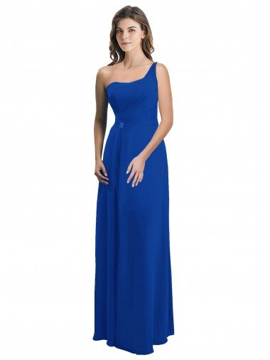 Cheap One Shoulder A-Line Chiffon Bridesmaid Dress with Pleated Bodice Sydney