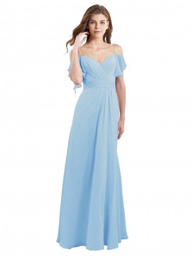 Cheap Cold Shoulde Chiffon Bridesmaid Dress with Wrap Bodice Sydney