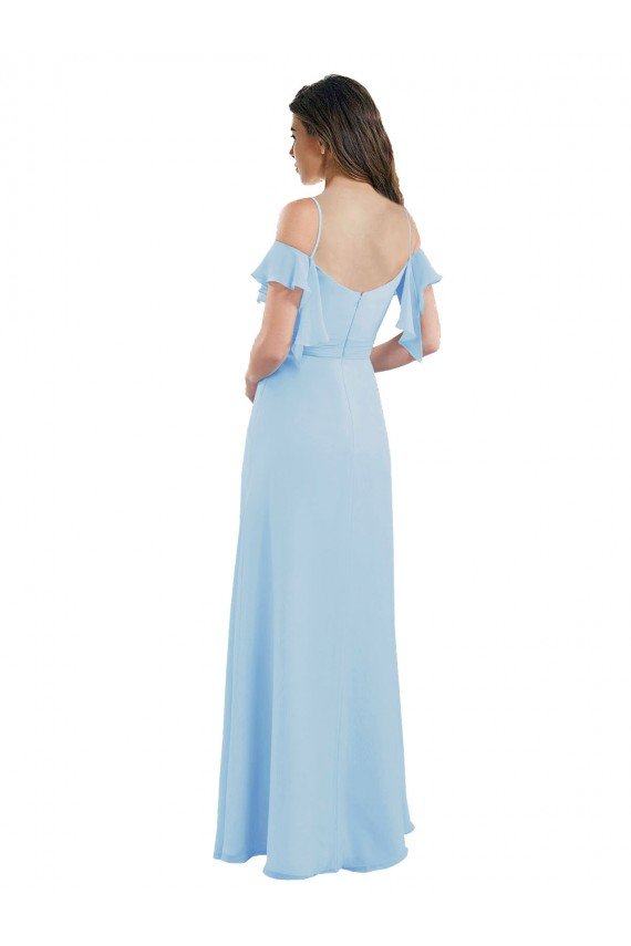 Cheap Cold Shoulde Chiffon Bridesmaid Dress with Wrap Bodice Sydney
