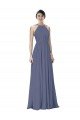 Cheap Halter Neck Ruched Bodice Chiffon Bridesmaid Dress Sydney
