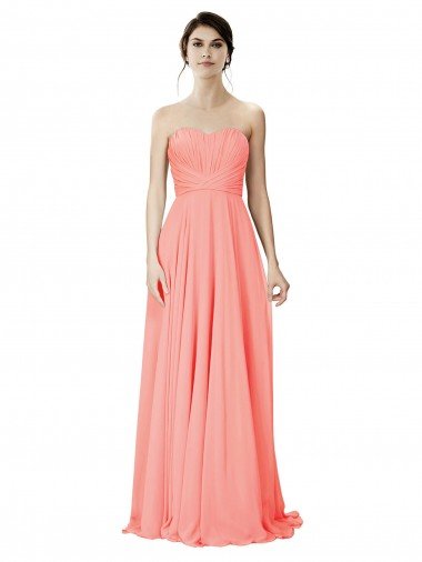 Cheap Strapless Chiffon Bridesmaid Dress with Ruched Sweetheart Neckline Sydney