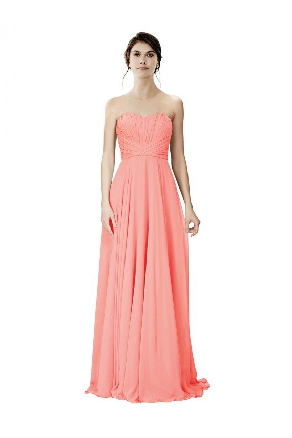 Cheap Strapless Chiffon Bridesmaid Dress with Ruched Sweetheart Neckline Sydney