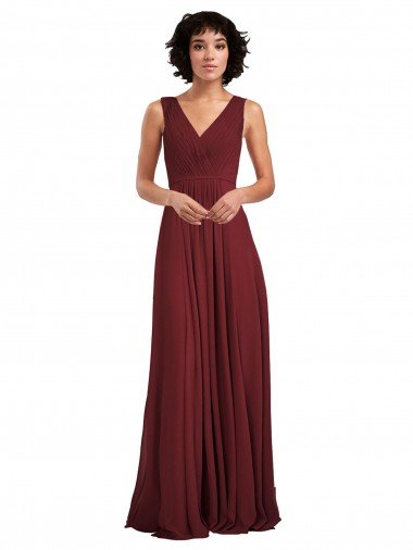 Cheap Sleeveless V-Neck Pleated Chiffon Bridesmaid Dress Sydney