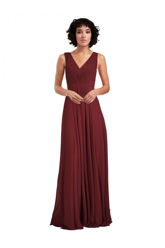 Cheap Sleeveless V-Neck Pleated Chiffon Bridesmaid Dress Sydney