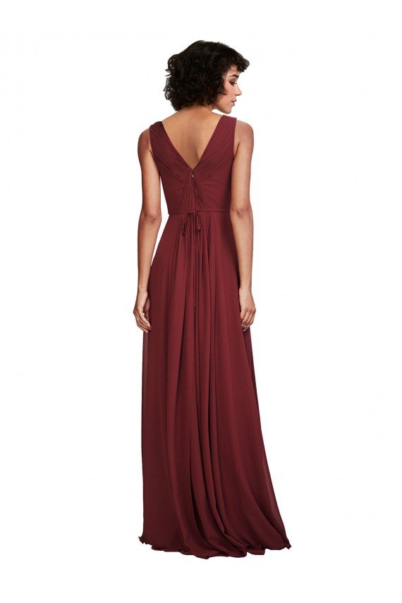 Cheap Sleeveless V-Neck Pleated Chiffon Bridesmaid Dress Sydney