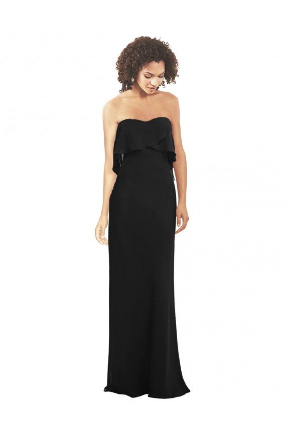 Cheap Strapless Chiffon Bridesmaid Dress with cascading Flounce Crop Top Bodice Sydney