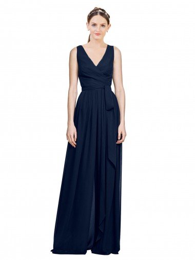 Cheap V-Neck Ruched Chiffon Bridesmaid Dress with Waistband Sydney