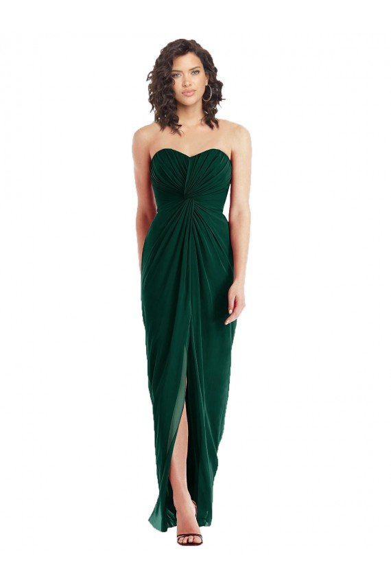 Cheap Twist Front Draped Chiffon Bridesmaid Dress with Slit Sydney