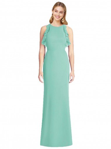 Cheap Jewel Neck Mermaid Open Back Chiffon Bridesmaid Dress Sydney