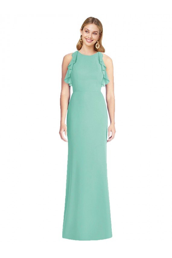 Cheap Jewel Neck Mermaid Open Back Chiffon Bridesmaid Dress Sydney