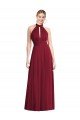 Cheap High-Neck Open Back Shirred Halter Maxi Bridesmaid Dress Sydney