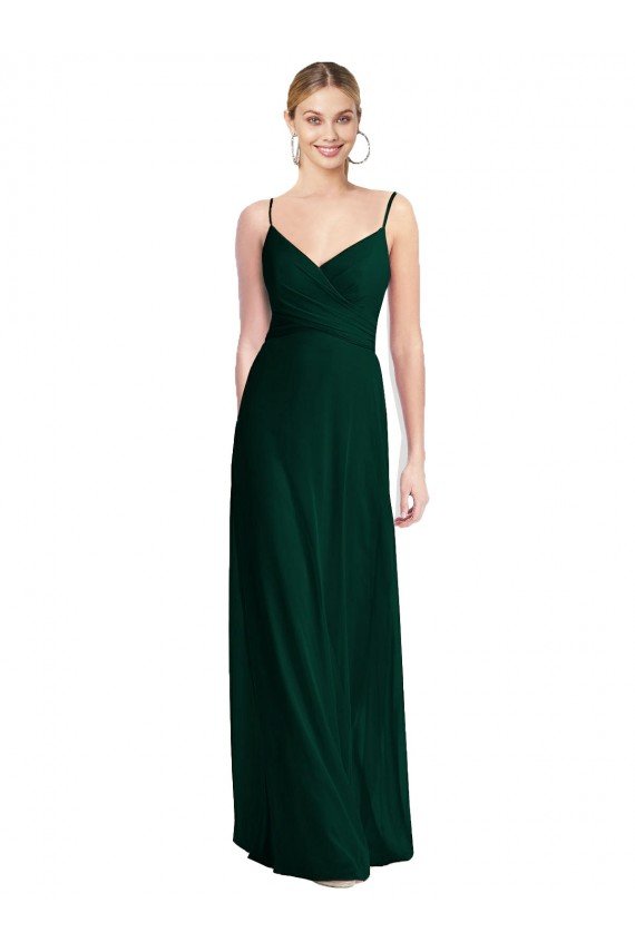 Cheap Wide V-Neck Long Spaghetti Strap Chiffon Bridesmaid Dress Sydney