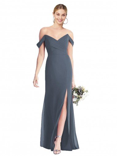 Cheap Off the Shoulder Criss Cross Bodice Trumpet Chiffon Bridesmaid Dress Sydney