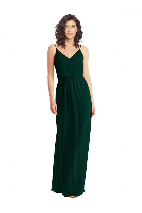 Cheap V-Neck Blouson Bodice Chiffon Maxi Bridesmaid Dress Sydney
