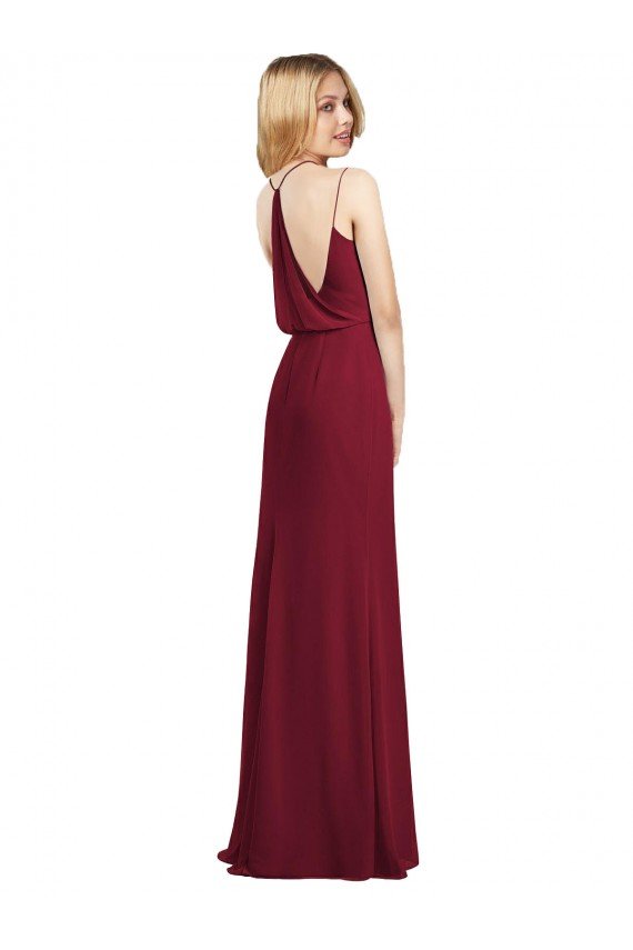 Cheap Full Length Draped Blouson Back Chiffon Maxi Bridesmaid Dress Sydney